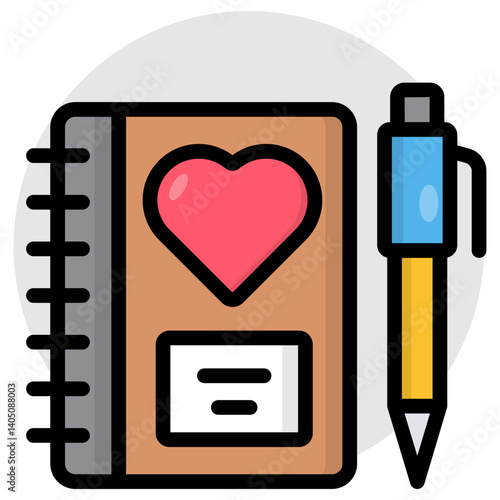 Conceptual flat design icon of notebook