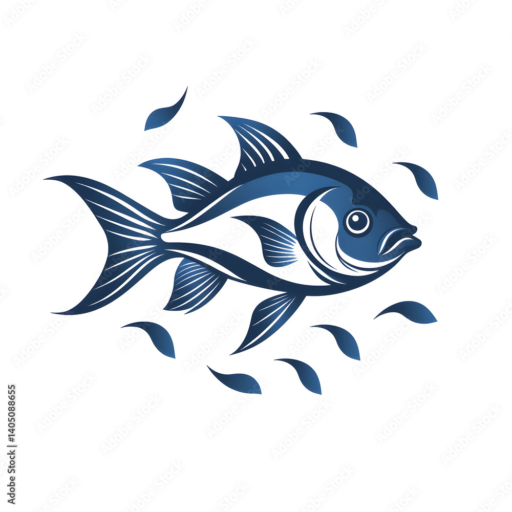 Fototapeta premium Stylized Blue Fish Illustration