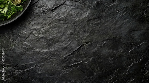 Dark Slate Background with Fresh Ingredients in a Bowl Above