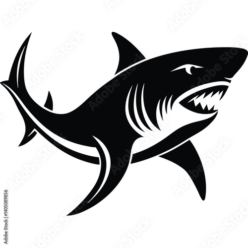Blue shark vector illustration swimming underwater marine predator