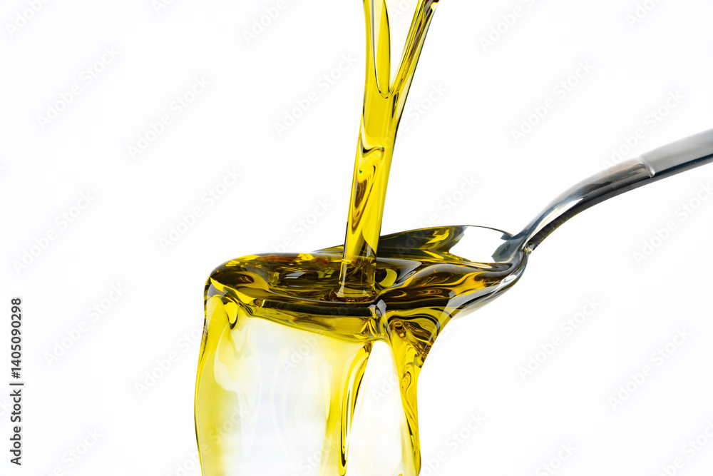 Organic olive oil on white background