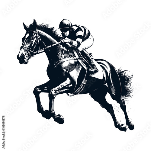 Horse with Jockey Running