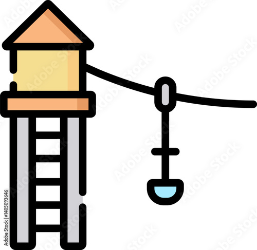 zip line Illustration on a white background     