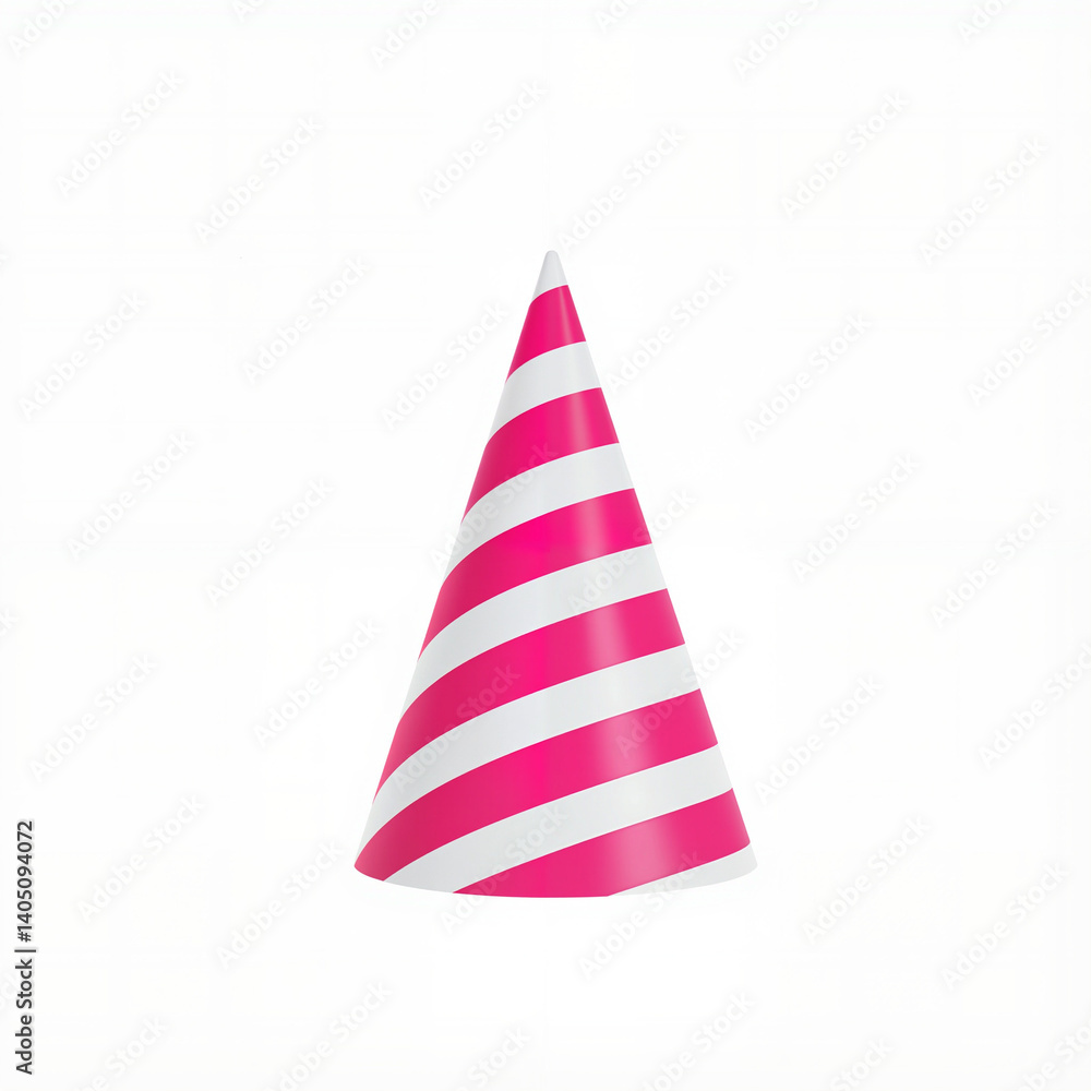 Party hat striped pink on white background Party hat striped pink on white background