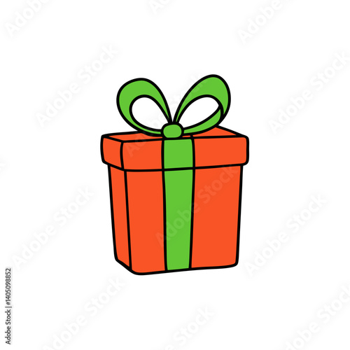 green gift box with red ribbon