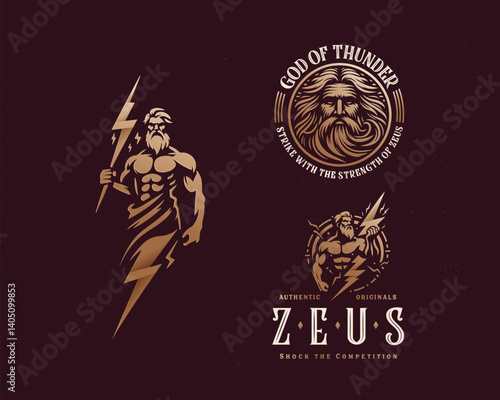 Goddess Lighting Zeus thunder logo template for team sport business