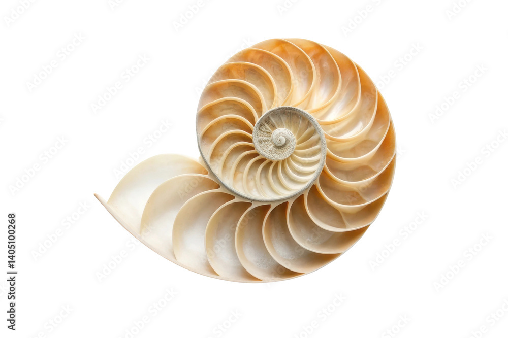 Obraz premium Nautilus shell showcasing intricate spiral design for natural decor and educational purposes