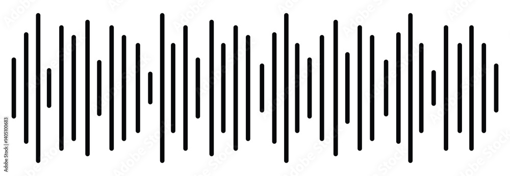 Black soundwave equalizer isolated on white background. Abstract music wave, radio signal frequency and digital voice visualisation. Audio sound symbol vector illustration. Black soundwave equalizer isolated on white background. Abstract music wave, radio signal frequency and digital voice visualisation. Audio sound symbol vector illustration.