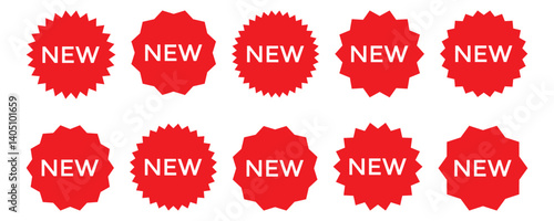 Starburst sale price stickers and labels, star and rosette, sunburst, callout and splash, stamp and tag badges. Isolated vector circle and oval red stickers of vector illustration.