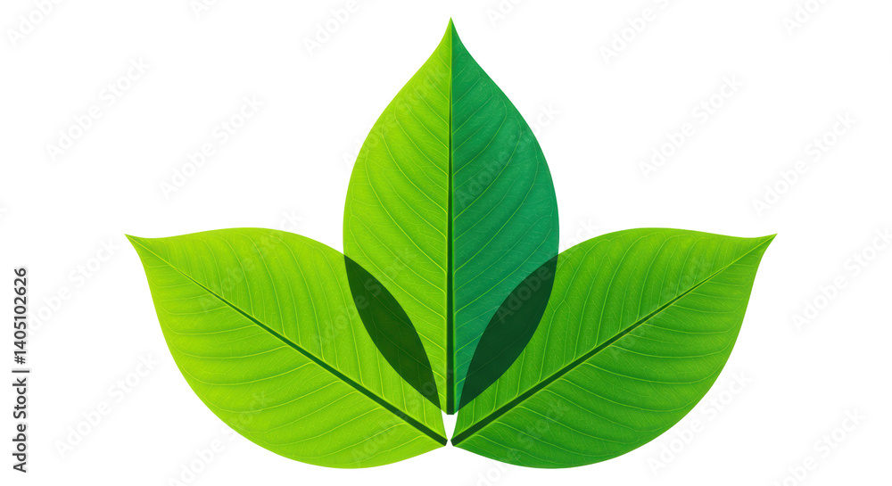 Fototapeta premium Isolated Three Green Leaves
