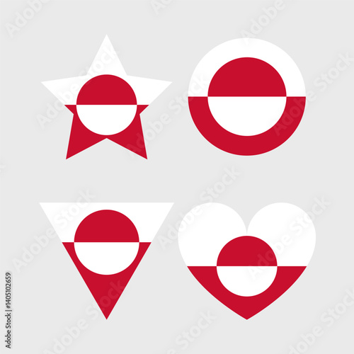 Greenland Flag icon. Official vector Greenland flag icons set in the shape of heart, star and circle Free Download Greenland Flag icon. Official vector Greenland flag icons set in the shape of heart, star and circle - GFXLoad