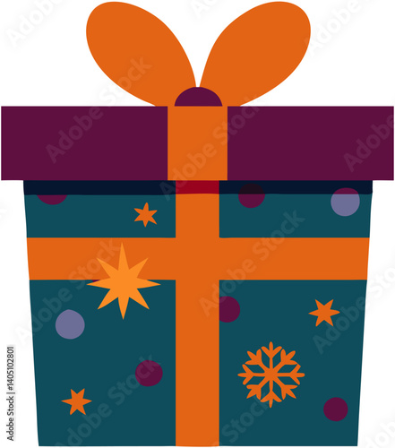 Festive Christmas Gift Box Design:  Elegant Red Ribbon Bow, Decorative Elements, Holiday Cheer xmas 