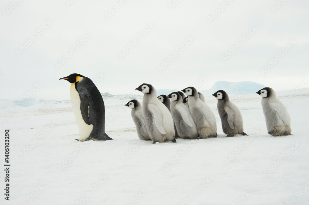 Obraz premium Emperor Penguins with chicks in Antarctica 