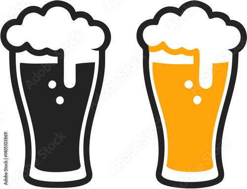 Tall Beer Vector Illustrations: Pint, Mug, Glass, Steins, Frothy, Cold, Refreshing, Beverage,       