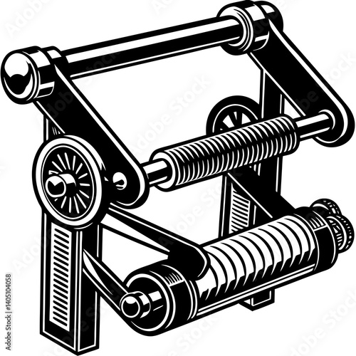 White Tricep Extension Machine: Vector Illustration for Fitness, Gym, Workout, Exercise Equipment,  