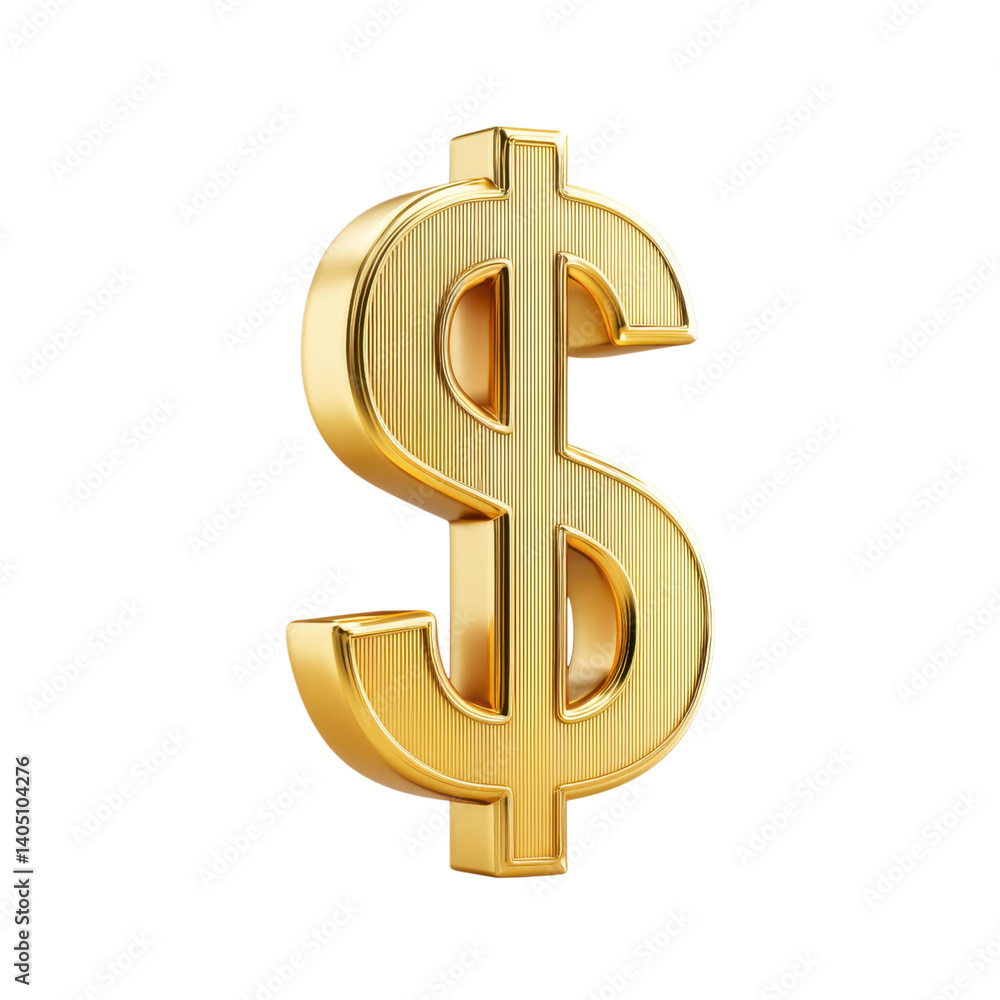 Golden dollar sign on white background. Symbol of wealth, finance, and currency. Golden dollar sign on white background. Symbol of wealth, finance, and currency.