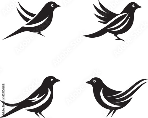 Wallpaper Mural Set of birds isolated on white Torontodigital.ca