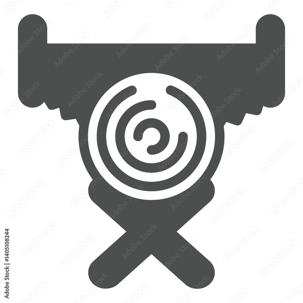 Heavy duty log stand with double handed saw solid icon, forest industry concept. Vector graphics. Tree log sawing, woodwork sign on white background, glyph style icon for mobile or web design. Heavy duty log stand with double handed saw solid icon, forest industry concept. Vector graphics. Tree log sawing, woodwork sign on white background, glyph style icon for mobile or web design.