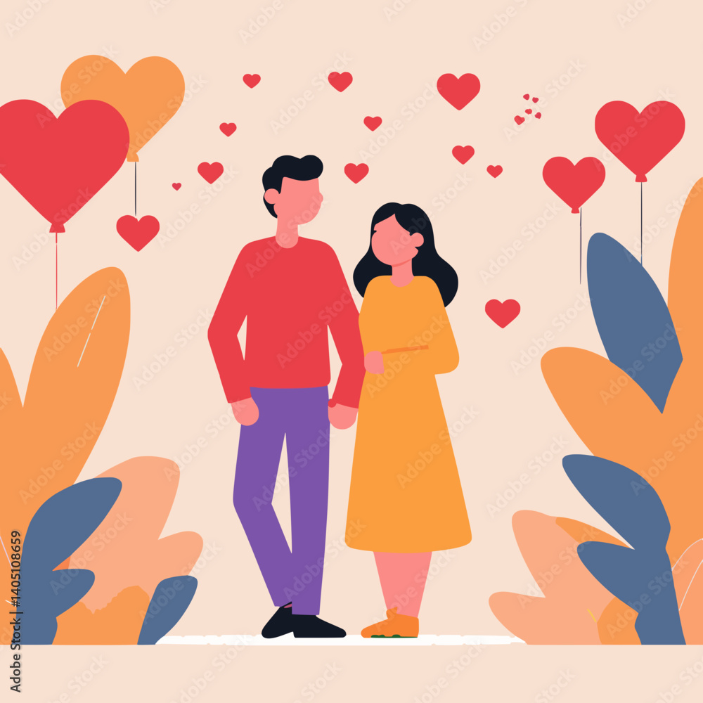 Fototapeta premium happy couple with heart