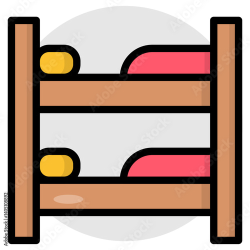 A colored design icon of double Decker bed