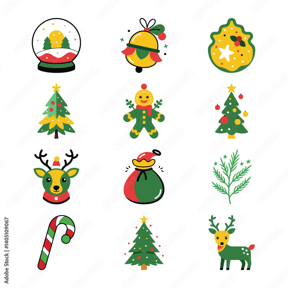 set of christmas icons set of christmas icons