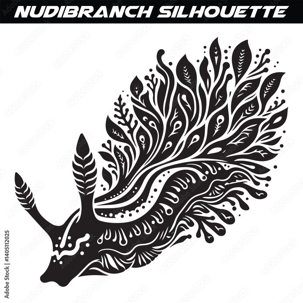Obraz premium Nudibranch silhouette vector isolated on a white background 