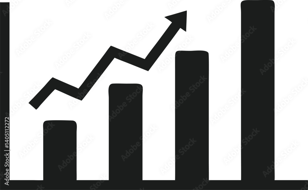 growth bar chart increasing height vector icon growth bar chart increasing height vector icon