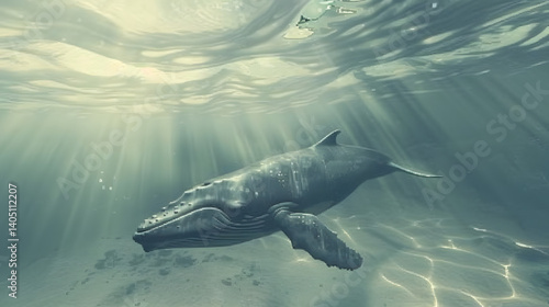 Whale Breaching in Rough Waters

