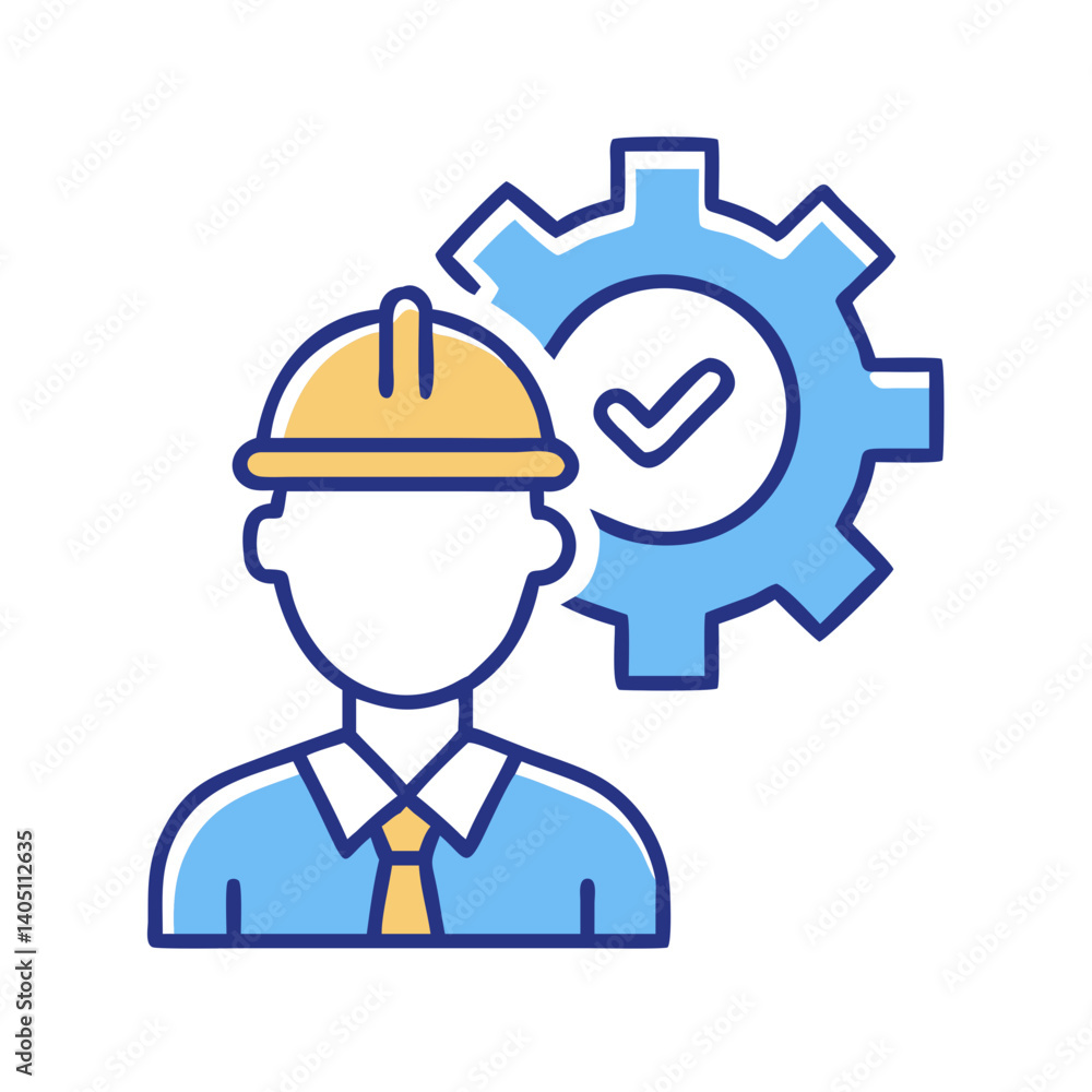 Engineer with Gear Icon Representing Technical Expertise and Engineering Engineer with Gear Icon Representing Technical Expertise and Engineering