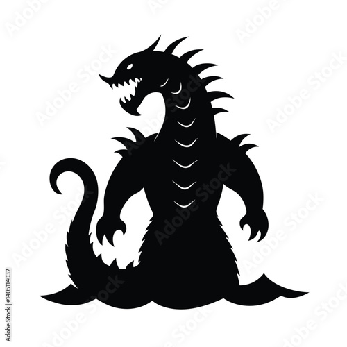 giant sea monster vector silhouette