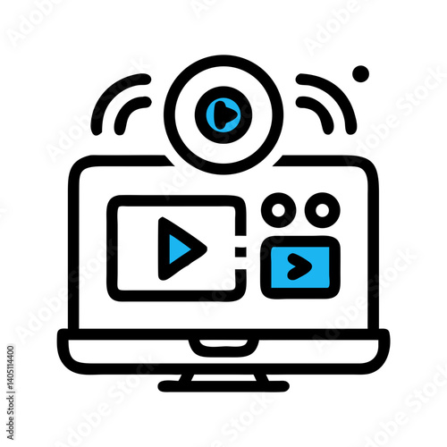 Live Streaming Icon Representing Real-Time Broadcasting and Online Media