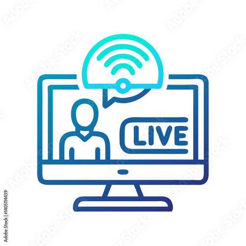 Live Streaming Icon Representing Real-Time Broadcasting and Online Media