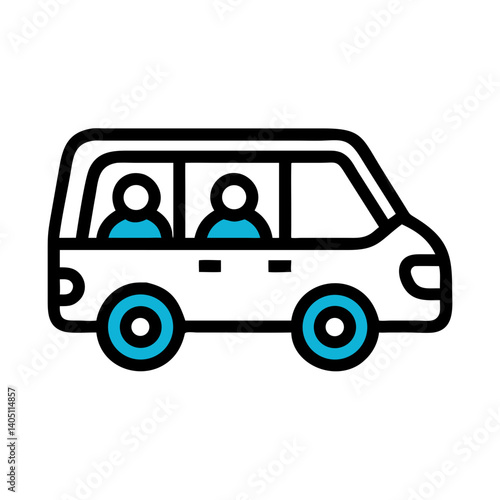 Minivan Icon Representing Family Vehicle and Carpooling