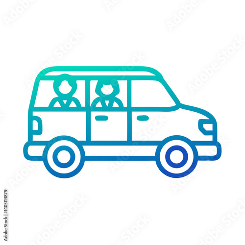 Minivan Icon Representing Family Vehicle and Carpooling