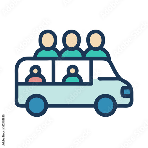 Minivan Icon Representing Family Vehicle and Carpooling