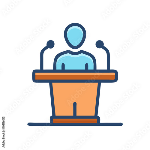 Podium Icon Representing Speaker or Presentation Delivery in Public Speaking