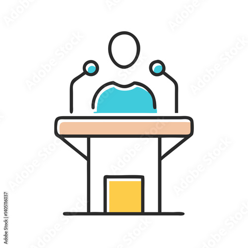 Podium Icon Representing Speaker or Presentation Delivery in Public Speaking