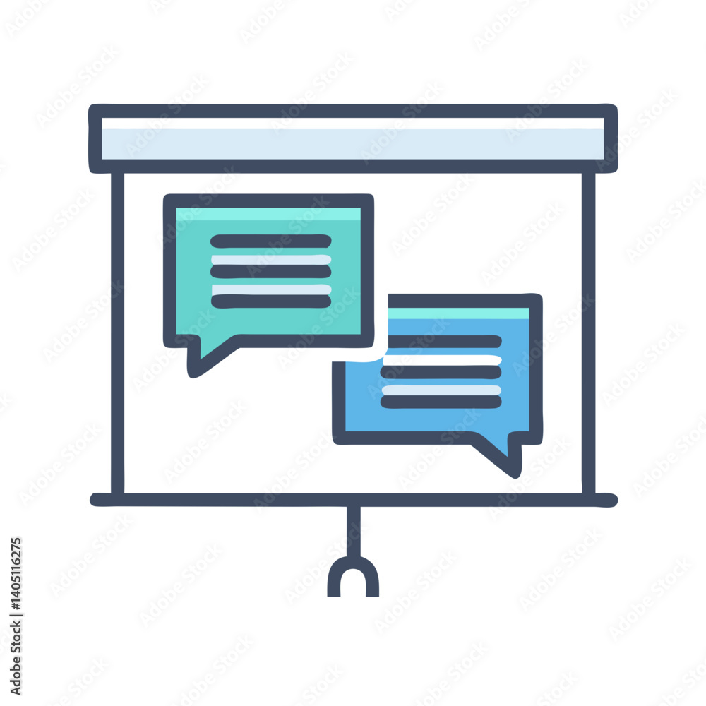 Presentation Slide with Chat Bubbles Icon Representing Communication and Interactive Discussion Presentation Slide with Chat Bubbles Icon Representing Communication and Interactive Discussion