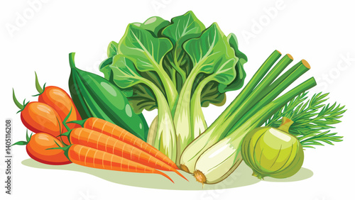 fresh vegetables isolated on white