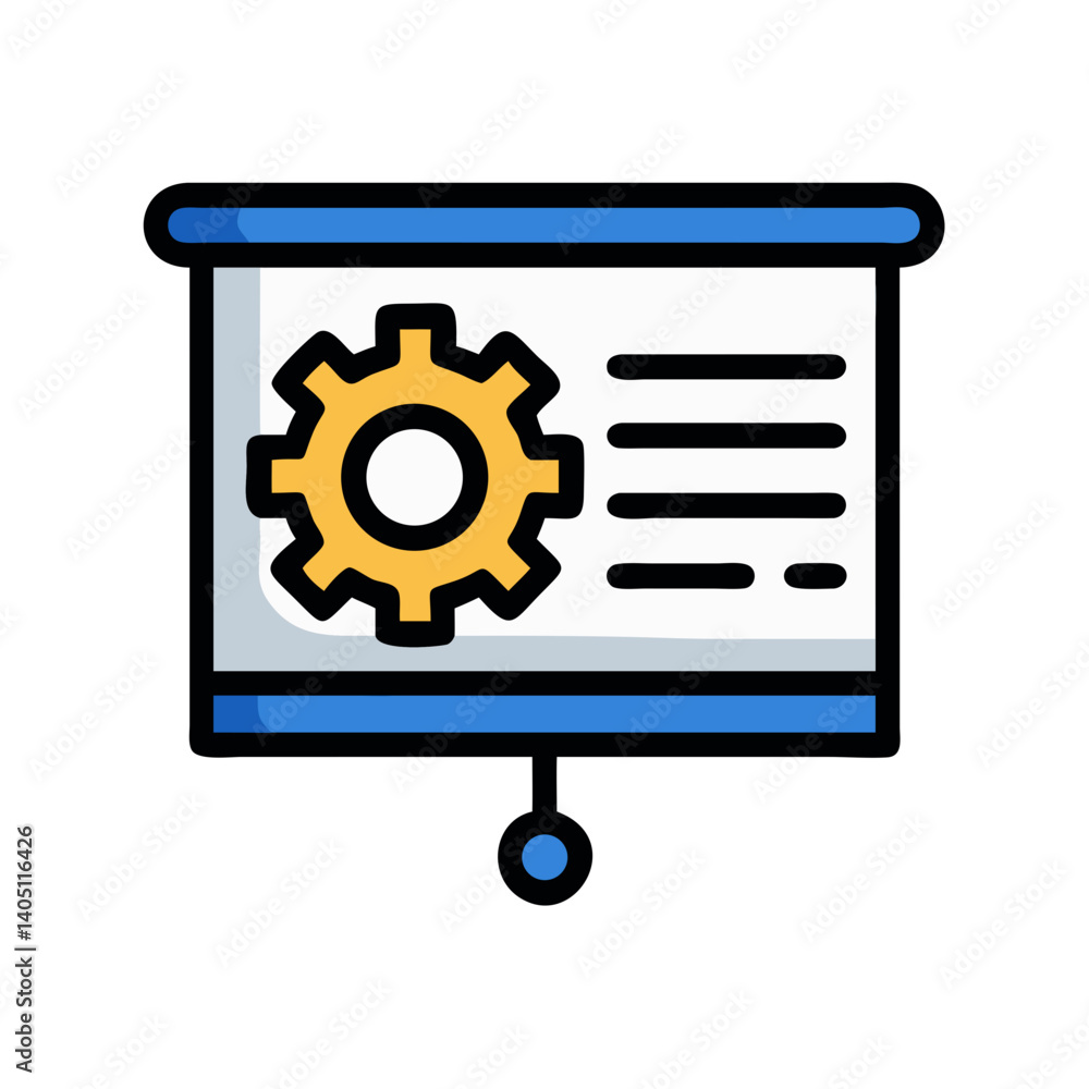 Presentation Slide with Gear Icon Representing Settings and Process Configuration Presentation Slide with Gear Icon Representing Settings and Process Configuration