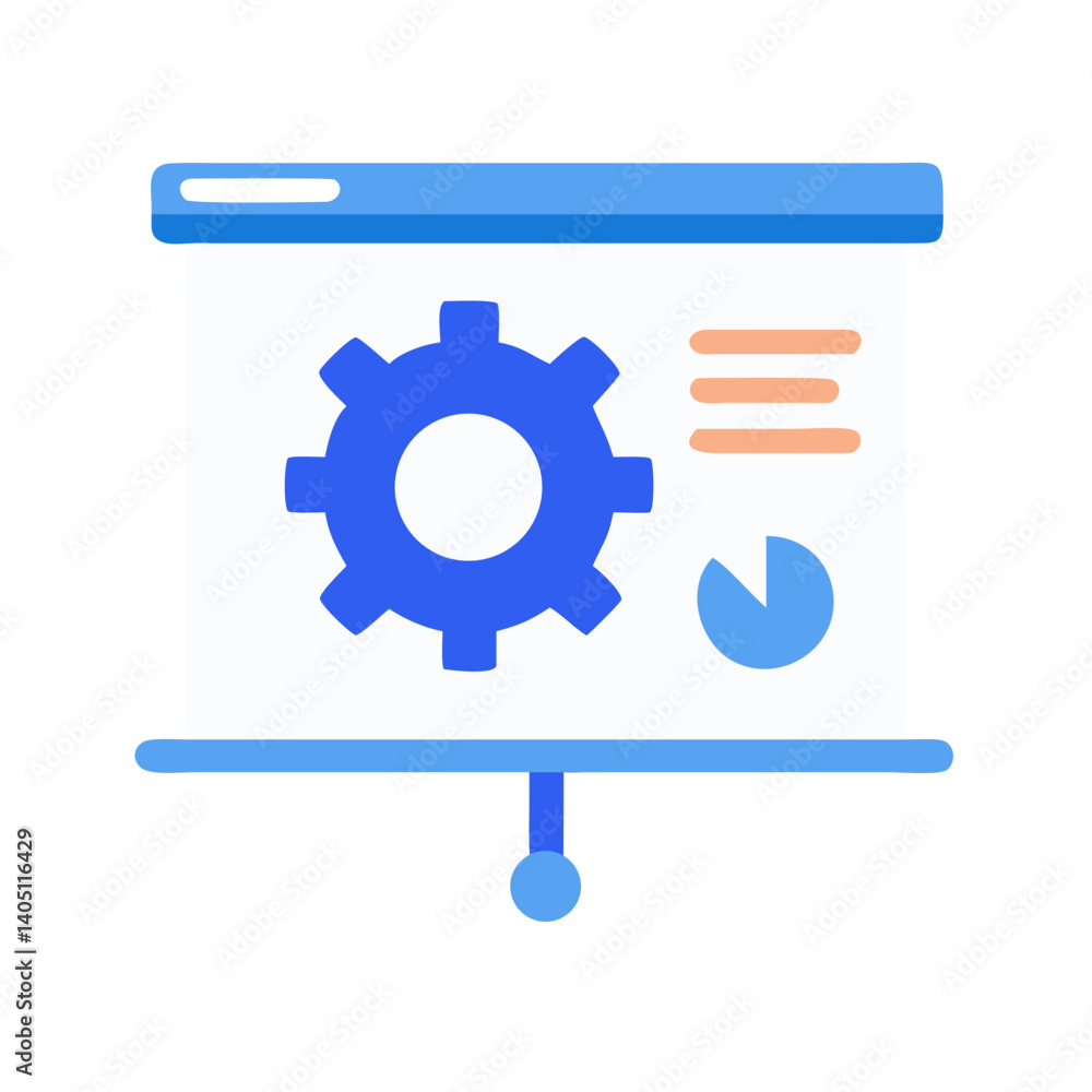 Presentation Slide with Gear Icon Representing Settings and Process Configuration Presentation Slide with Gear Icon Representing Settings and Process Configuration