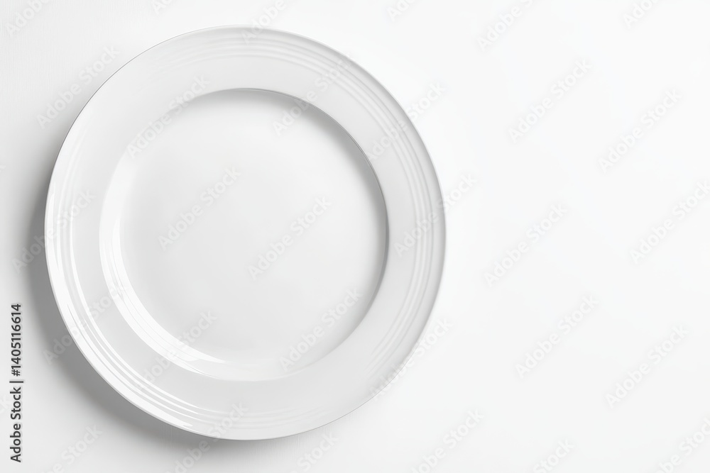 Empty White Round Plate on White Background Empty White Round Plate on White Background