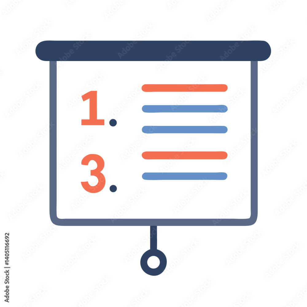 Presentation Slide with Numbered List Icon Representing Structured Information and Key Points Presentation Slide with Numbered List Icon Representing Structured Information and Key Points
