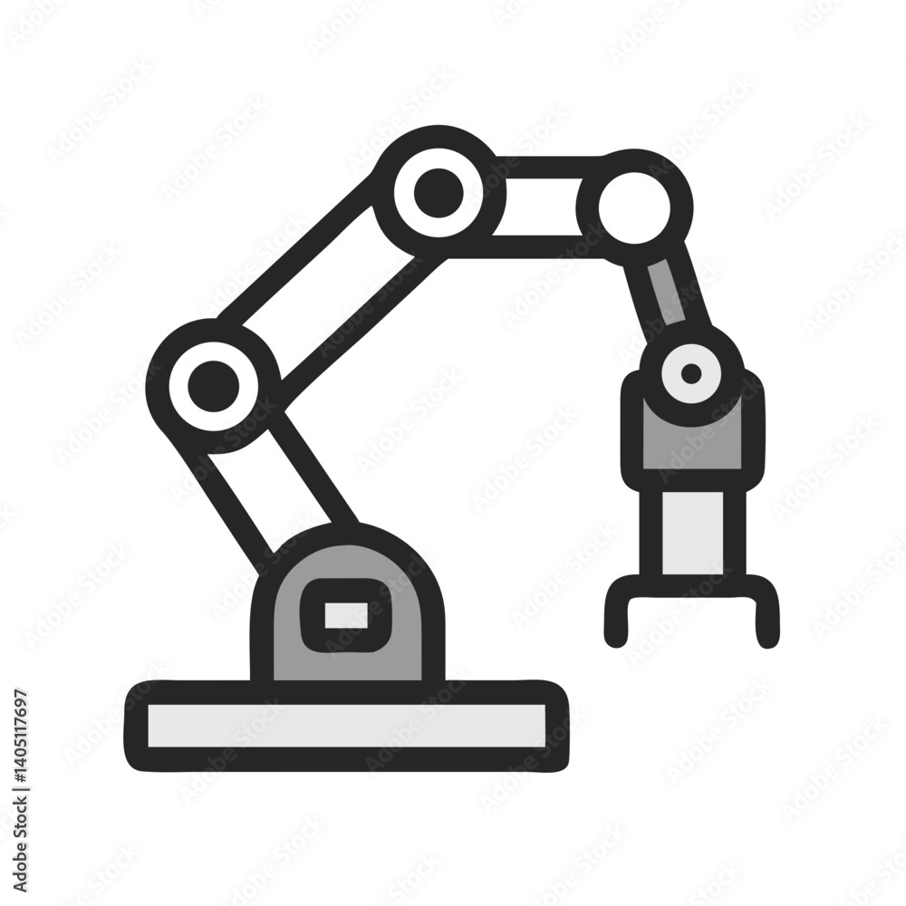 Robotic Arm with Bricks Icon Representing Automated Construction and Industrial Robotic Arm with Bricks Icon Representing Automated Construction and Industrial