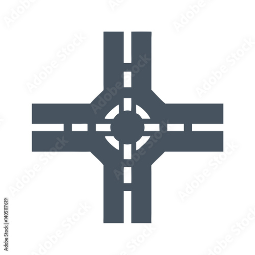 Road Intersection Icon Representing Crossroads and Traffic Navigation