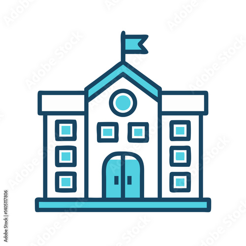 School Building Icon Representing Educational Institution and Learning Environment