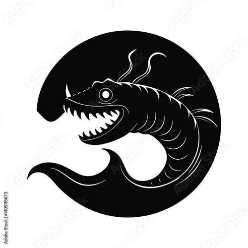 leviathan in ocean depths black and white
