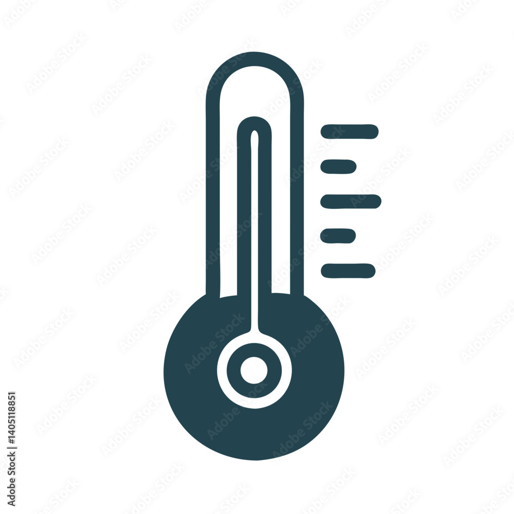 Thermometer Icon Representing Temperature Measurement and Heat Level Thermometer Icon Representing Temperature Measurement and Heat Level