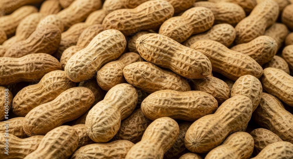 Abundant Harvest: A Textured Landscape of In-Shell Peanuts Under Warm Light Abundant Harvest: A Textured Landscape of In-Shell Peanuts Under Warm Light