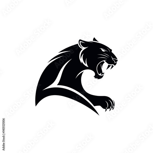 panther,panther face silhouette vector line art logo design